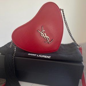 YSL Saint Laurent Heart Bag Monogram Tassel bag in Red Leather